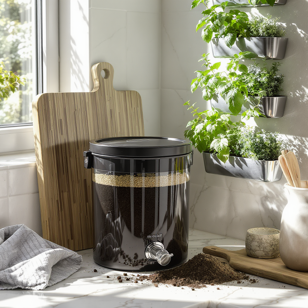 Sistema de Bokashi caseiro em apartamento com horta vertical