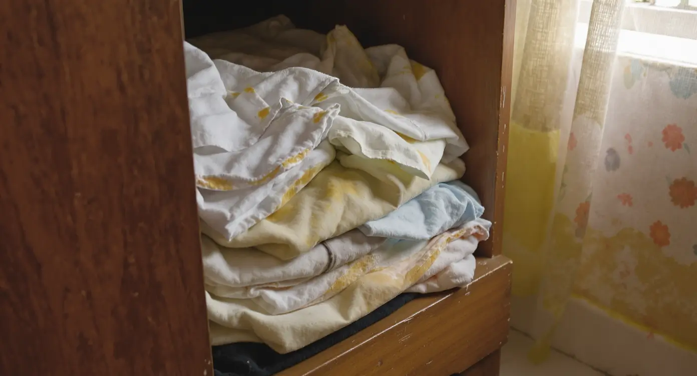 manchas amarelas roupas guardadas