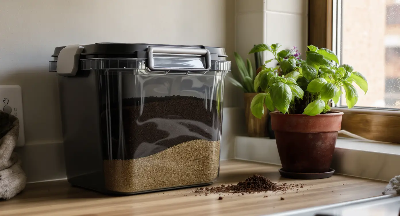 mini composteiro apartamento camadas