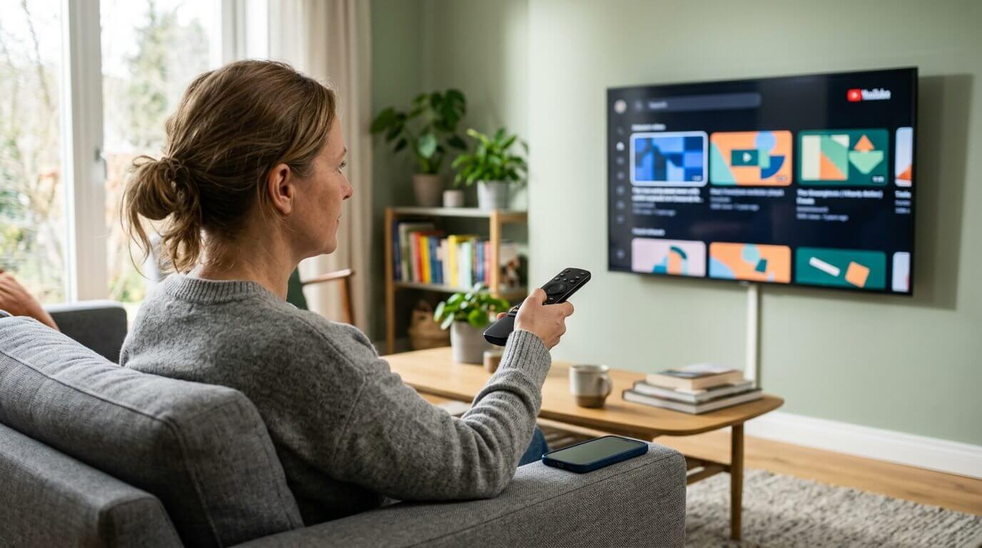 Usuário assistindo ao YouTube na Smart TV pelo modo convidado