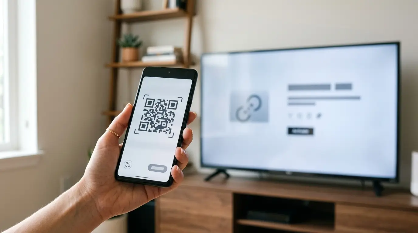 QR Code exibido na televisão para ativar o YouTube pelo celular